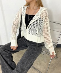 non-hedge | 透かし編みニットジップパーカー(パーカー)