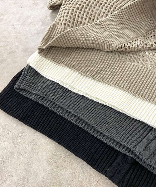 non-hedge(ノンヘッジ)の「透かし編みニットジップパーカー(パーカー・レディース・モカ/オフホワイト/チャコールグレー/ブラック・FREE)」の7枚目の写真