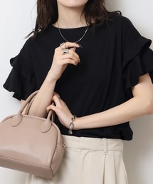 袖ダブルフリルTシャツ
