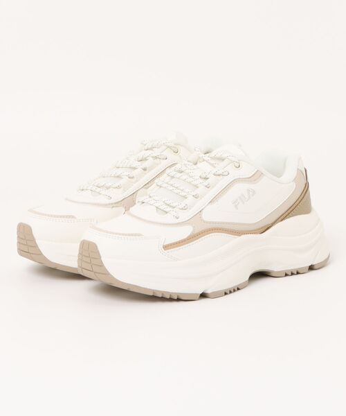 FILA(フィラ)の「FILA フィラ FILA WAVY DAY フィラウェイビーデイ 1RM02850H156 ABC-MART限定 *White / Brown(スニーカー・メンズ・ホワイト・23.0cm/24.0cm/25.0cm/26.0cm/27.0cm/28.0cm)」の1枚目の写真