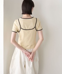 【forksy.】<2点セット> パイピング レイヤード キャミソール & Tシャツ