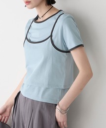 【forksy.】<2点セット> パイピング レイヤード キャミソール & Tシャツ