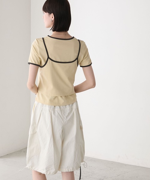 forksy.（フォルクシー）の「【forksy.】<2点セット> パイピング レイヤード キャミソール & Tシャツ（Tシャツ/カットソー・レディース・ブルー/ブラック/イエロー/ホワイト・FREE）」の19枚目の写真