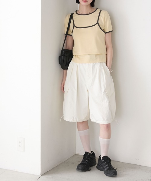 forksy.（フォルクシー）の「【forksy.】<2点セット> パイピング レイヤード キャミソール & Tシャツ（Tシャツ/カットソー・レディース・ブルー/ブラック/イエロー/ホワイト・FREE）」の22枚目の写真