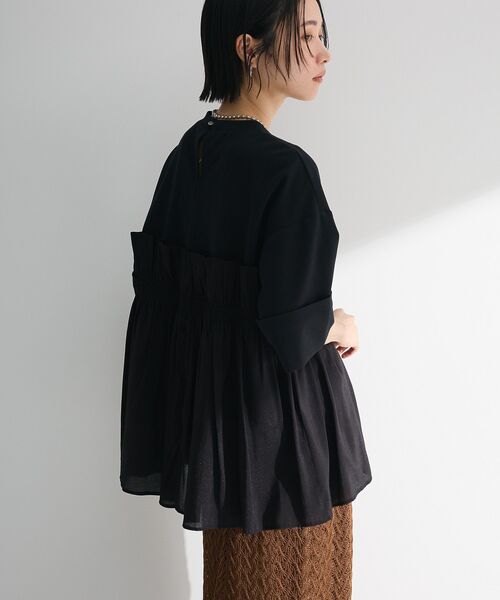 ELENCARE DUE（エレンカーレデュエ）の「・ELENCARE DUE ドッキングプルオーバー（Tシャツ/カットソー・レディース・チャコールグレー/ブラック/オフホワイト・FREE）」の4枚目の写真