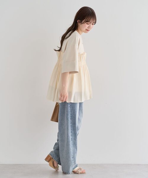 ELENCARE DUE（エレンカーレデュエ）の「・ELENCARE DUE ドッキングプルオーバー（Tシャツ/カットソー・レディース・チャコールグレー/ブラック/オフホワイト・FREE）」の6枚目の写真