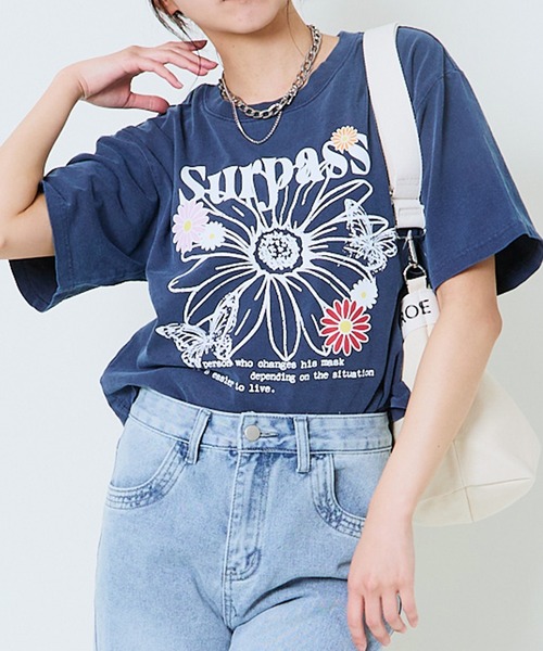 GORGE(ゴージ)の「《ピグメント加工×レトログラフィック》レディース 半袖Tシャツ ヴィンテージ風プリント 春夏秋(Tシャツ/カットソー・レディース・ブラック/ネイビー/カーキ/ピンク・F)」の1枚目の写真