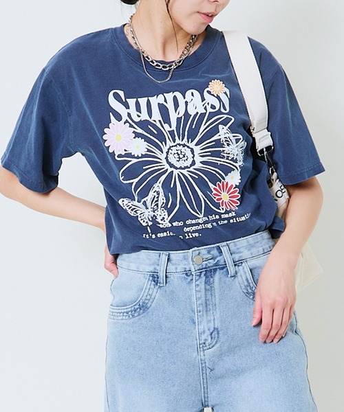 GORGE(ゴージ)の「《ピグメント加工×レトログラフィック》レディース 半袖Tシャツ ヴィンテージ風プリント 春夏秋(Tシャツ/カットソー・レディース・ブラック/ネイビー/カーキ/ピンク・F)」の12枚目の写真