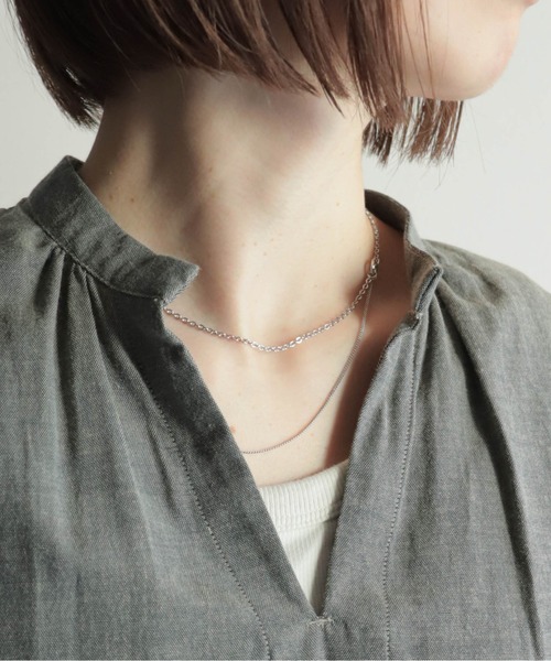 rapiecage（ラピエサージュ）の「サイドリング2連ネックレス（ネックレス・レディース・シルバー/ゴールド・FREE）」の8枚目の写真