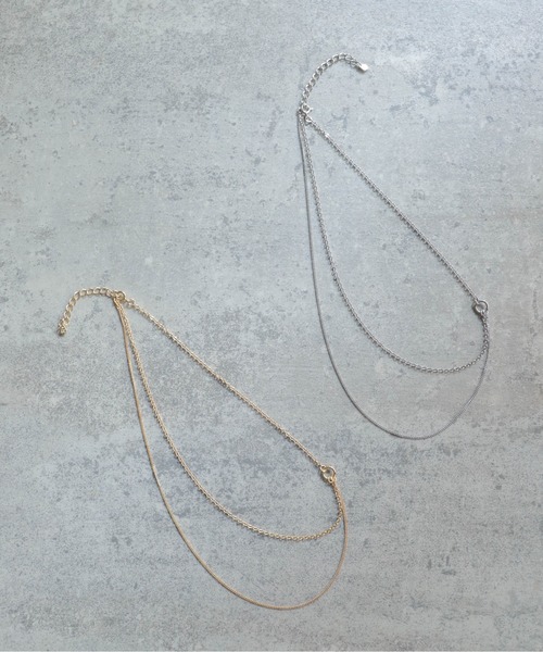 rapiecage（ラピエサージュ）の「サイドリング2連ネックレス（ネックレス・レディース・シルバー/ゴールド・FREE）」の3枚目の写真