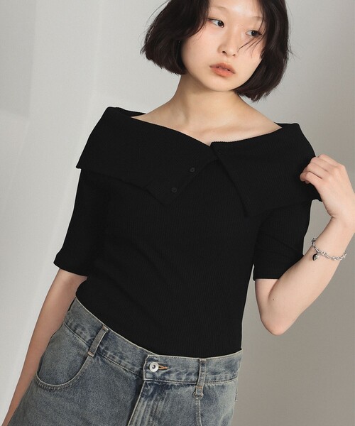 Ray BEAMS - Ray BEAMS ボランテシャツ  カットソー ビッグカラー オフショルダー Tシャツ（Tシャツ/カットソー