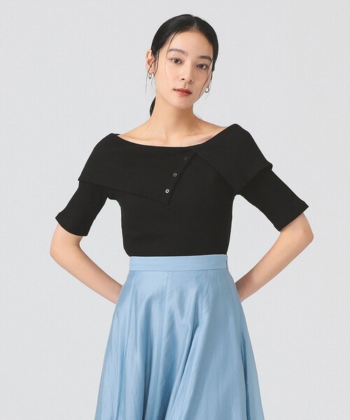 Ray BEAMS（レイビームス）の「ビッグカラー オフショルダー Tシャツ（Tシャツ/カットソー・レディース・クリーム/ブラック/ダークブラウン・ONE SIZE）」の16枚目の写真