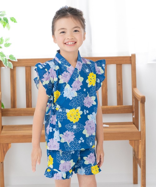 セール】綿100％ フリル甚平 上下セット（浴衣）｜chil2