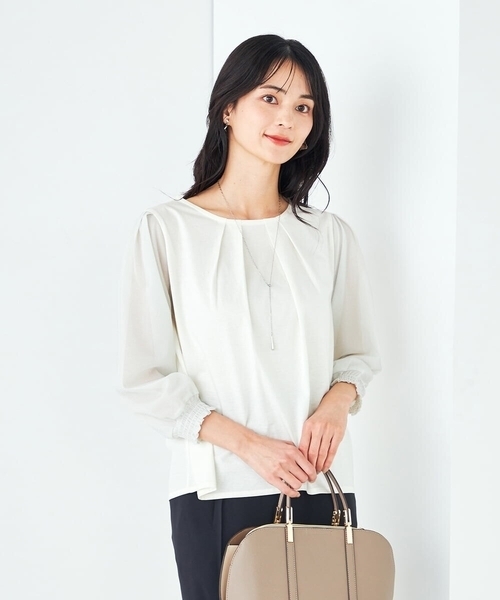 a.v.v(アーヴェヴェ)の「シアースリーブカットソー(Tシャツ/カットソー・レディース・ホワイト/ライラック/ブラック・36/38/40/42/34)」の2枚目の写真