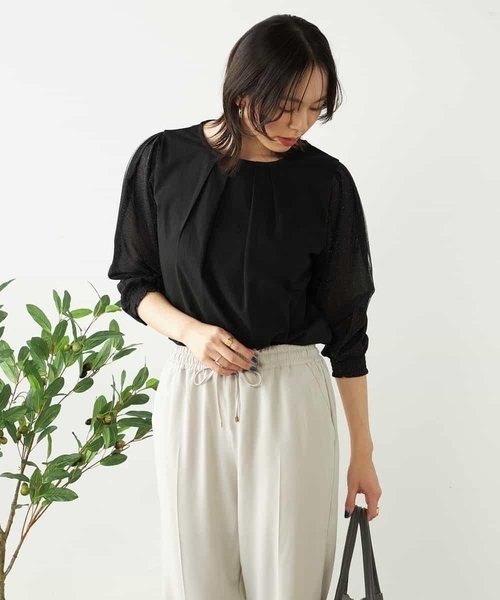 a.v.v(アーヴェヴェ)の「シアースリーブカットソー(Tシャツ/カットソー・レディース・ホワイト/ライラック/ブラック・36/38/40/42/34)」の20枚目の写真