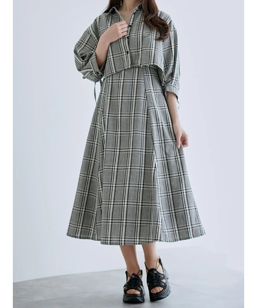 LUDIC PARK(ルディックパーク)の「【SETアイテム】ドロストシャツ×キャミワンピース(ワンピース・レディース・カーキ/オフホワイト/グレー/その他1・M)」の4枚目の写真