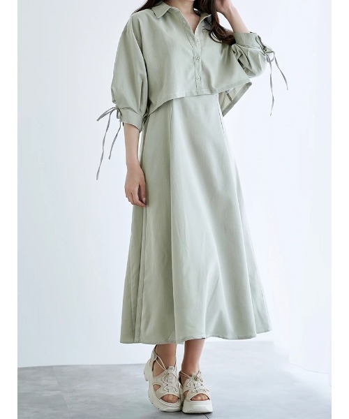 LUDIC PARK(ルディックパーク)の「【SETアイテム】ドロストシャツ×キャミワンピース(ワンピース・レディース・カーキ/オフホワイト/グレー/その他1・M)」の9枚目の写真