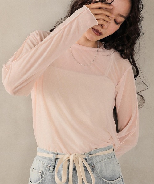 en CAnAF(エンカナフ)の「ベーシックシアートップス(Tシャツ/カットソー・レディース・オフホワイト/ブラック/ライトグレー/グリーン/ライトベージュ・フリー)」の4枚目の写真