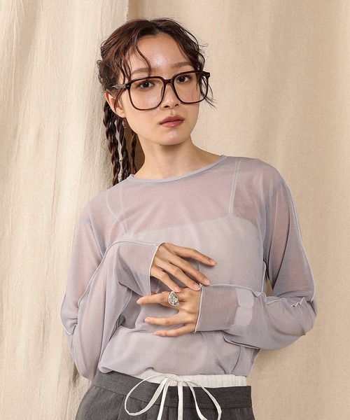en CAnAF(エンカナフ)の「ベーシックシアートップス(Tシャツ/カットソー・レディース・オフホワイト/ブラック/ライトグレー/グリーン/ライトベージュ・フリー)」の2枚目の写真
