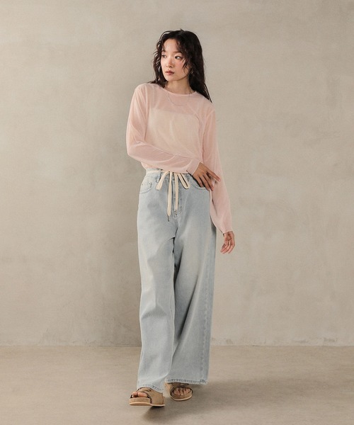 en CAnAF(エンカナフ)の「ベーシックシアートップス(Tシャツ/カットソー・レディース・オフホワイト/ブラック/ライトグレー/グリーン/ライトベージュ・フリー)」の14枚目の写真