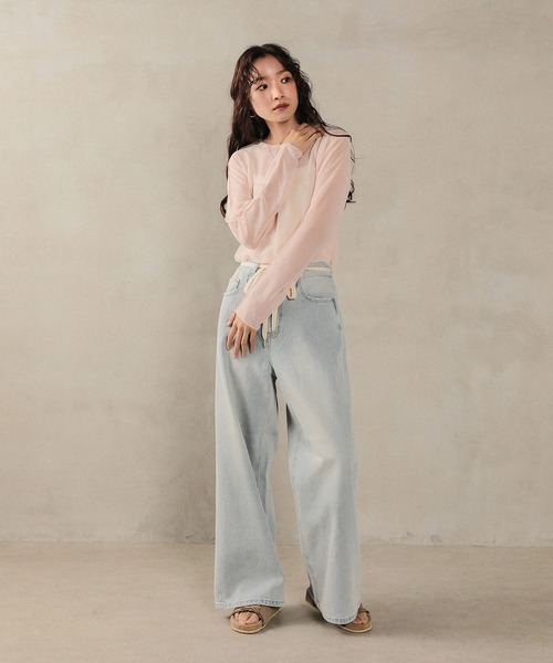 en CAnAF(エンカナフ)の「ベーシックシアートップス(Tシャツ/カットソー・レディース・オフホワイト/ブラック/ライトグレー/グリーン/ライトベージュ・フリー)」の15枚目の写真
