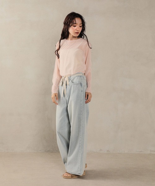 en CAnAF(エンカナフ)の「ベーシックシアートップス(Tシャツ/カットソー・レディース・オフホワイト/ブラック/ライトグレー/グリーン/ライトベージュ・フリー)」の16枚目の写真