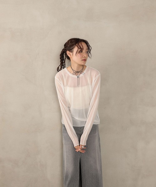 en CAnAF(エンカナフ)の「ベーシックシアートップス(Tシャツ/カットソー・レディース・オフホワイト/ブラック/ライトグレー/グリーン/ライトベージュ・フリー)」の13枚目の写真