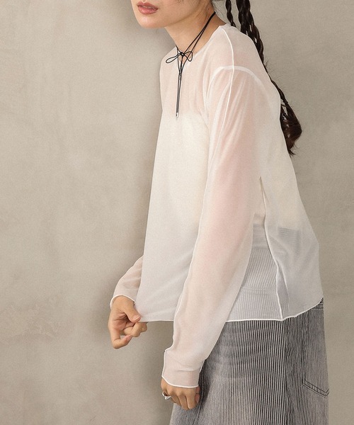 en CAnAF(エンカナフ)の「ベーシックシアートップス(Tシャツ/カットソー・レディース・オフホワイト/ブラック/ライトグレー/グリーン/ライトベージュ・フリー)」の9枚目の写真
