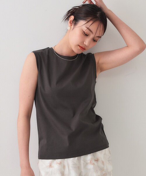 セール】《5色展開》ベーシックノースリーブトップス【接触冷感