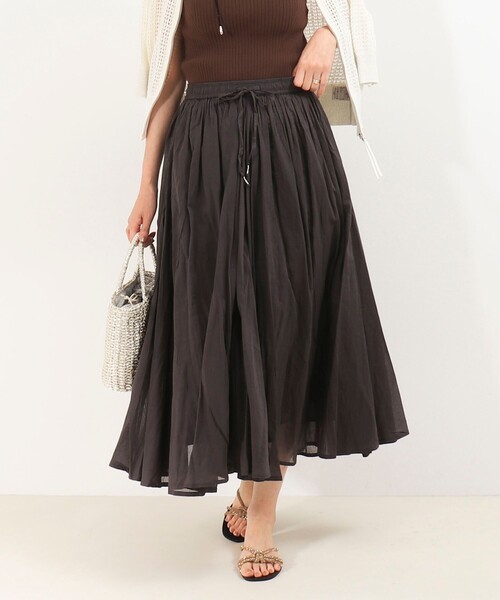 MICO COULIER（ミコクリエ）の「綿ボイルエアリーギャザースカート（スカート・レディース・イエロー/チャコールグレー/ブルー系その他/グレー系その他・38）」の2枚目の写真