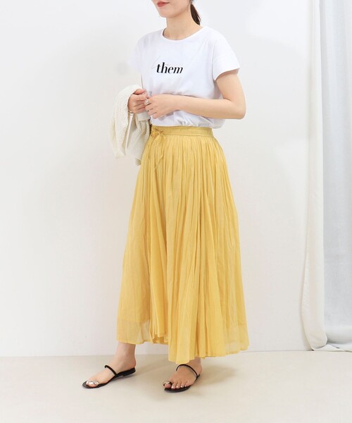 MICO COULIER（ミコクリエ）の「綿ボイルエアリーギャザースカート（スカート・レディース・イエロー/チャコールグレー/ブルー系その他/グレー系その他・38）」の6枚目の写真