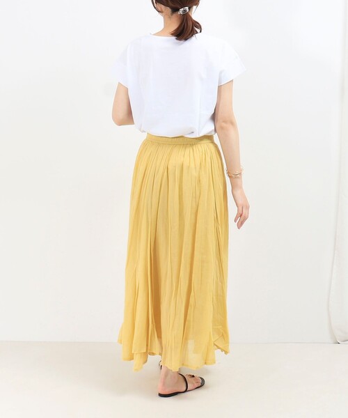 MICO COULIER（ミコクリエ）の「綿ボイルエアリーギャザースカート（スカート・レディース・イエロー/チャコールグレー/ブルー系その他/グレー系その他・38）」の7枚目の写真