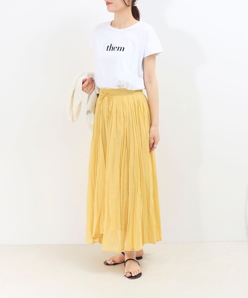 MICO COULIER（ミコクリエ）の「綿ボイルエアリーギャザースカート（スカート・レディース・イエロー/チャコールグレー/ブルー系その他/グレー系その他・38）」の8枚目の写真