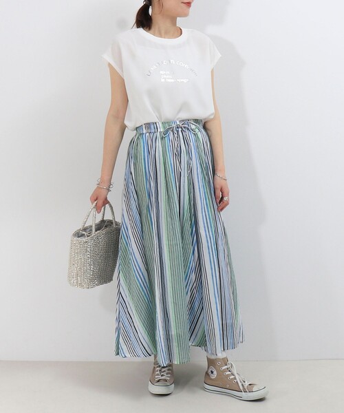 MICO COULIER（ミコクリエ）の「綿ボイルエアリーギャザースカート（スカート・レディース・イエロー/チャコールグレー/ブルー系その他/グレー系その他・38）」の9枚目の写真