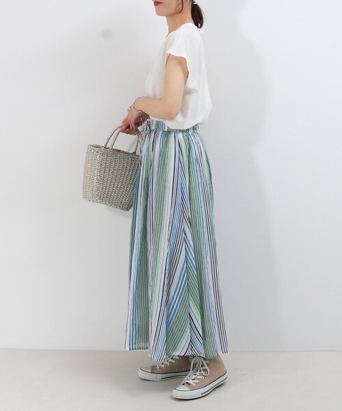 MICO COULIER（ミコクリエ）の「綿ボイルエアリーギャザースカート（スカート・レディース・イエロー/チャコールグレー/ブルー系その他/グレー系その他・38）」の10枚目の写真