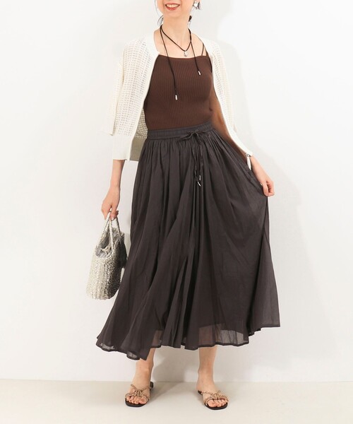 MICO COULIER（ミコクリエ）の「綿ボイルエアリーギャザースカート（スカート・レディース・イエロー/チャコールグレー/ブルー系その他/グレー系その他・38）」の12枚目の写真