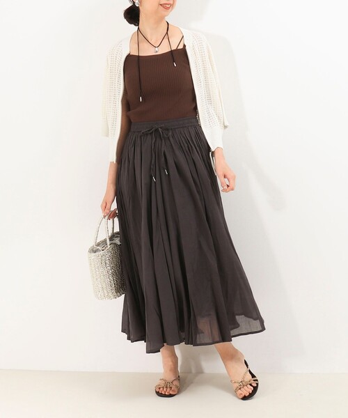 MICO COULIER（ミコクリエ）の「綿ボイルエアリーギャザースカート（スカート・レディース・イエロー/チャコールグレー/ブルー系その他/グレー系その他・38）」の15枚目の写真