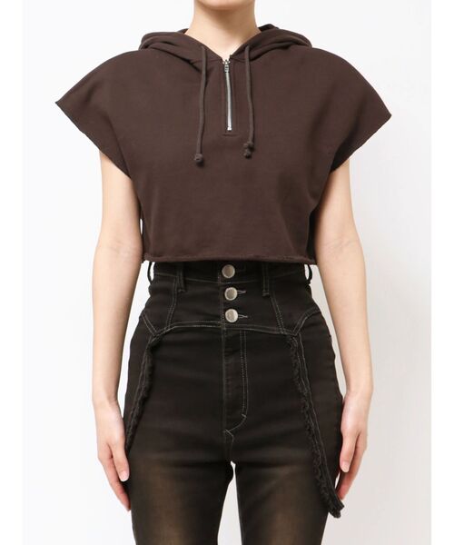 EMODA（エモダ）の「カバージップフーディ（Tシャツ/カットソー・レディース・ブラック/ブラウン/ホワイト・FREE）」の3枚目の写真