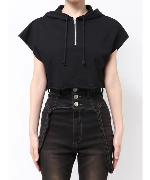 EMODA（エモダ）の「カバージップフーディ（Tシャツ/カットソー・レディース・ブラック/ブラウン/ホワイト・FREE）」の5枚目の写真