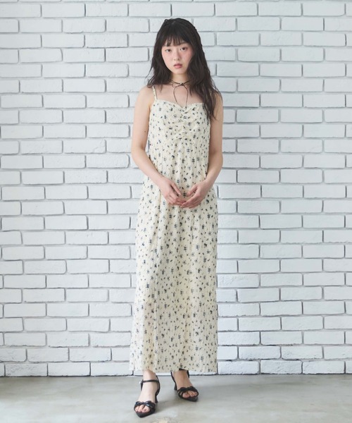 セットアップ 花柄 マキシキャミワンピ×ジャケット エレガント セットアップ 花柄 マキシキャミワンピ×ジャケット エレガント