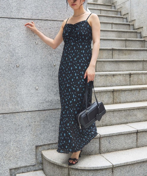 花柄 キャミワンピース シアー ミディアム 韓国 春夏 hr9535 GOLDJAPAN 大きいサイズレディース ワンピース 花柄キャミソール