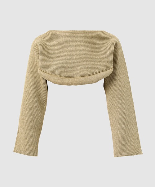 TAN（タン）の「PADDED HEM KNIT SLEEVES（ニット/セーター・レディース・グレー/ベージュ・FREE）」の2枚目の写真