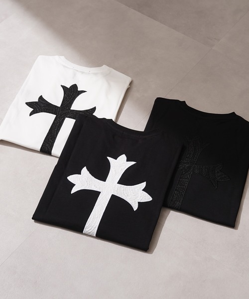 1111clothing（ワンフォークロージング）の「ペイズリークロス アップリケ Tシャツ / Paisley Cross Applique T-Shirt（Tシャツ/カットソー・メンズ・ブラック×ホワイト/ブラック×ブラック/ホワイト×ブラック・M/XL/L）」の20枚目の写真