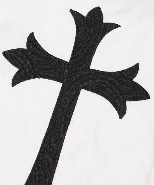 1111clothing（ワンフォークロージング）の「ペイズリークロス アップリケ Tシャツ / Paisley Cross Applique T-Shirt（Tシャツ/カットソー・メンズ・ブラック×ホワイト/ブラック×ブラック/ホワイト×ブラック・M/XL/L）」の15枚目の写真