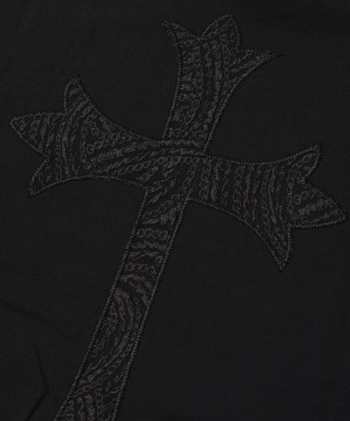 1111clothing（ワンフォークロージング）の「ペイズリークロス アップリケ Tシャツ / Paisley Cross Applique T-Shirt（Tシャツ/カットソー・メンズ・ブラック×ホワイト/ブラック×ブラック/ホワイト×ブラック・M/XL/L）」の17枚目の写真