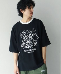 【Mark Gonzales/マーク ゴンザレス】アートワークデザイン プリントリンガー半袖Tシャツ