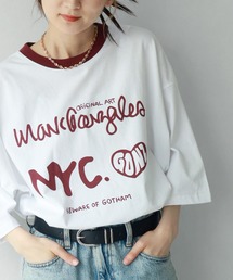 【Mark Gonzales/マーク ゴンザレス】アートワークデザイン プリントリンガー半袖Tシャツ