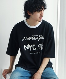 【Mark Gonzales/マーク ゴンザレス】アートワークデザイン プリントリンガー半袖Tシャツ
