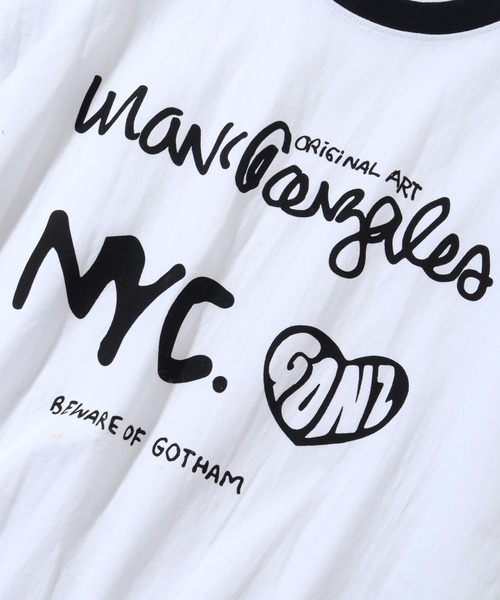 Mark Gonzales(マーク・ゴンザレス)の「【Mark Gonzales/マーク ゴンザレス】アートワークデザイン プリントリンガー半袖Tシャツ(Tシャツ/カットソー・メンズ・ブラック/ホワイト/ホワイト系その他/ホワイト系その他2/グレー系その他/ホワイト系その他5/ホワイト系その他3/ブラック系その他/ホワイト系その他4/グレー・L/M/XL)」の14枚目の写真