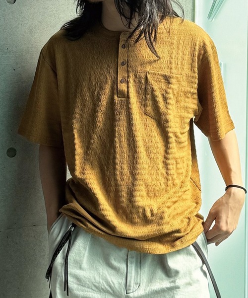 RATTLE TRAP（ラトルトラップ）の「スラブヘンリーネックｔシャツ（Tシャツ/カットソー・メンズ・ホワイト/ブラウン/ブラック・M/L）」の3枚目の写真